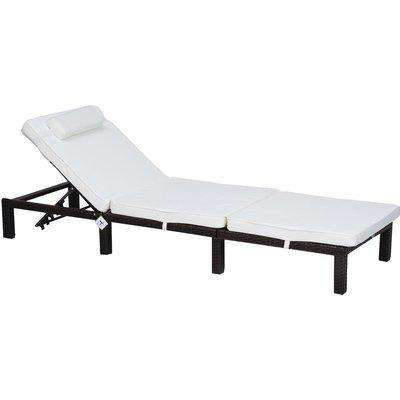 Outsunny Rattan Sun Lounger Bed-Brown