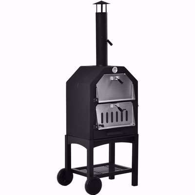 Outsunny Stainless Steel 2-Tier Outdoor Charcoal Pizza Oven