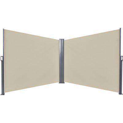 Outsunny Steel Frame Retractable Double Side Awning Beige
