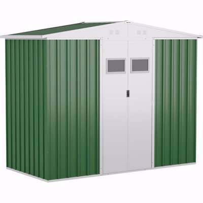 Outsunny 8 x 4ft Outdoor Garden Storage Shed with Lockable Door, Steel Tool Storage Box for Backyard, Patio and Lawn, Green