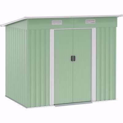 Outsunny 6.8 x 4.3ft Outdoor Garden Storage Shed, Tool Storage Box for Backyard, Patio and Lawn, Light Green