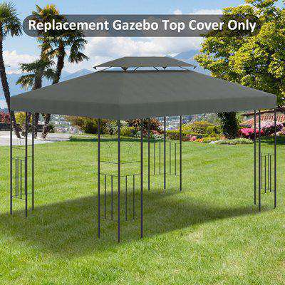 Outsunny 3x4m Gazebo Replacement Roof Canopy 2 Tier Top UV Cover Garden Patio Outdoor Sun Awning Shelters Deep Grey (TOP ONLY)