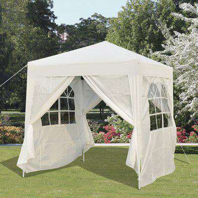 Outsunny 2 x2m Pop Up Gazebo Canopy Party Tent Wedding Awning W/ free Carrying Case White + Removable 2 Walls 2 Windows-White