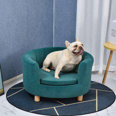 PawHut Modern Nest Shape Pet Sofa for Cat or Small-sized Dog with Loop Wrapped Backrest and Soft Cushion, Green