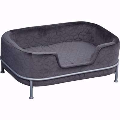 PawHut Pet Sofa Couch, Dog Bed, Cat Lounger, with Metal Base Removable Cushion Modern Furniture for Small Dogs, 63.5 x 43 x 24.5cm, Grey