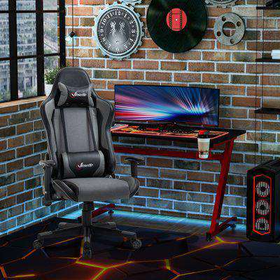 Vinsetto Gaming Chair Racing Style Ergonomic Office Chair High Back Computer Desk Chair Adjustable Height Swivel Recliner with Headrest, Grey