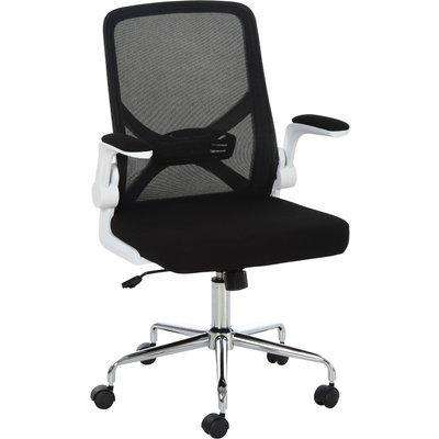 Vinsetto Mesh Office Chair with Flip-Up Arm, Lumbar Support, Home Task High Back Swivel Chair Adjustable Height, Black