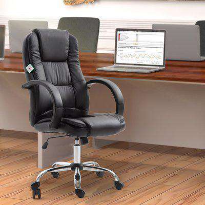 Vinsetto High Back Executive Office Chair Swivel PU Leather Ergonomic Chair, with Padded Arm, Adjustable Height, Black