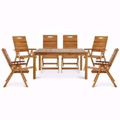 Blooma Denia Wooden 6 Seater Dining Set With Recliner Chairs