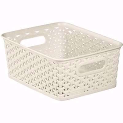 Curver My Style White Rattan Effect 8L Plastic Nestable Storage Basket (H)100mm (W)197mm