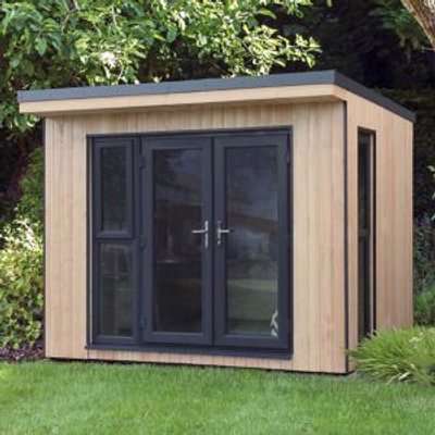 Forest Garden Xtend+ 10X9 Pent Tongue & Groove Garden Office With Double Door Natural Timber