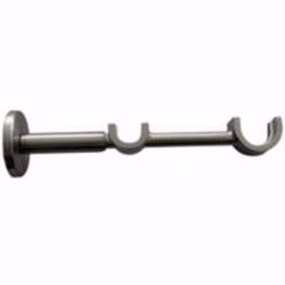 GoodHome Athens Grey Brushed Nickel Effect Metal Long Double Curtain Pole Bracket