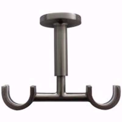 GoodHome Athens Grey Brushed Nickel Effect Metal Double Ceiling Curtain Pole Bracket