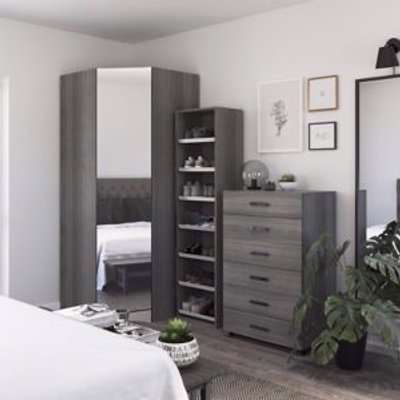 GoodHome Atomia Grey Oak Effect With 1 Mirror Door Large Corner Storage Unit (H)2250mm