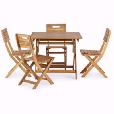GoodHome Denia Wooden 4 Seater Dining Set With Standard Chairs