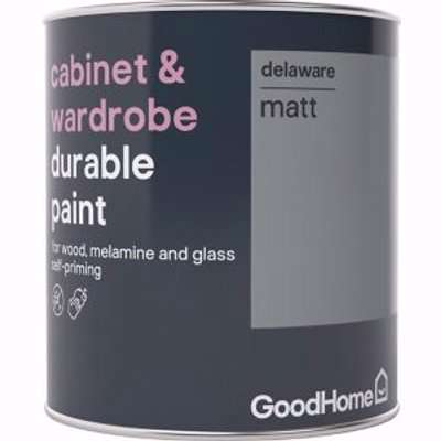 GoodHome Durable Delaware Matt Cabinet & Wardrobe Paint, 750Ml