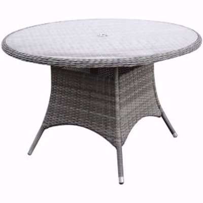 GoodHome Hamilton Rattan Effect 4 Seater Fixed Dining Table Steeple Grey