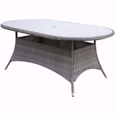 GoodHome Hamilton Rattan Effect 6 Seater Fixed Dining Table Steeple Grey