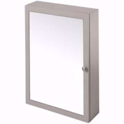 GoodHome Perma Satin Grey Mirrored Door Bathroom Cabinet (W)500mm (H)700mm