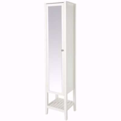 GoodHome Perma Satin White Tall Freestanding Mirrored Door Bathroom Cabinet (W)402mm (H)1850mm