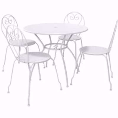GoodHome Vernon Metal 4 Seater Dining Set With Standard Chairs Nimbus Cloud