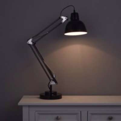 Isaac Gloss Black Cfl Desk Lamp