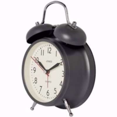 Jones Twin Bell Grey Quartz Alarm Clock