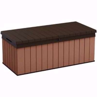 Keter Darwin Wood Effect 5X2 Garden Storage Bench Box 380L Brown