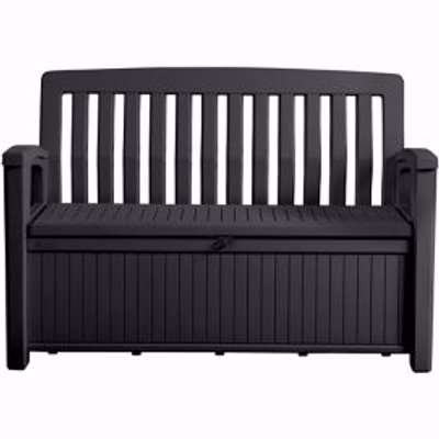 Keter Patio Wood Effect Garden Storage Bench Box - Partial Assembly Required Graphite