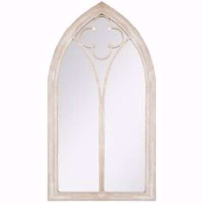 La Hacienda Aston & Wold Church Window Antique White Arch Framed Garden Mirror 1050mm X 560mm
