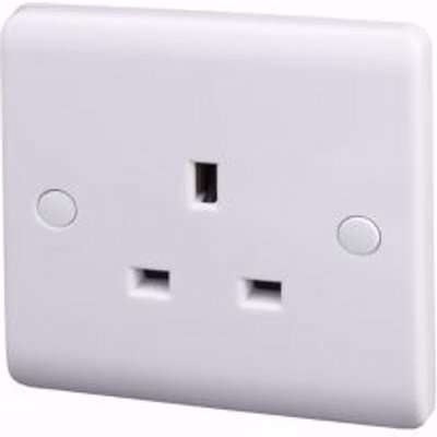 Lap White Single 13A Unswitched Socket With Colour Matched Inserts