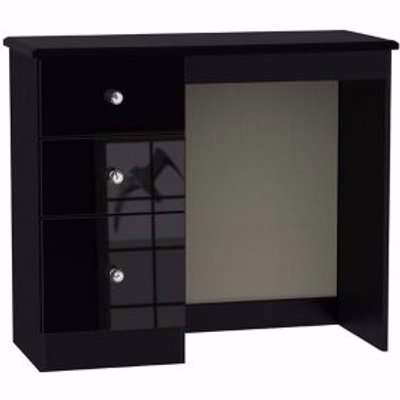 Noire High Gloss Black 3 Drawer Dressing Table (H)800mm (W)930mm (D)410mm