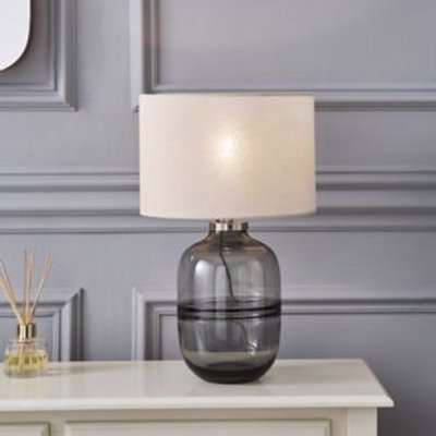 The Lighting Edit Piazza Brown Smoky Tinted Effect Cylinder Table Lamp