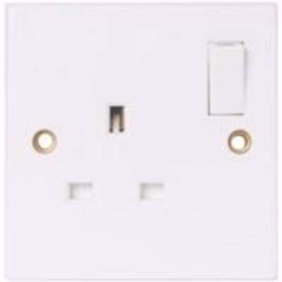 Pro Power 13A White Single Switched Socket