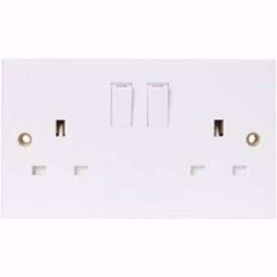 Pro Power White Double 13A Switched Socket With White Inserts