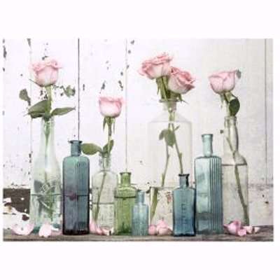 Roses In Vase Pastel Shades Canvas Art (H)600mm (W)800mm