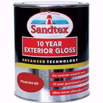 Sandtex Pillar Box Red Gloss Metal & Wood Paint, 750Ml