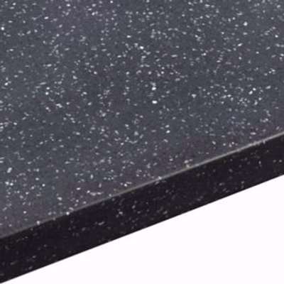 34mm Black Star Black & Light Grey Stone Effect Earthstone Round Edge Kitchen Worktop, (L)3000mm