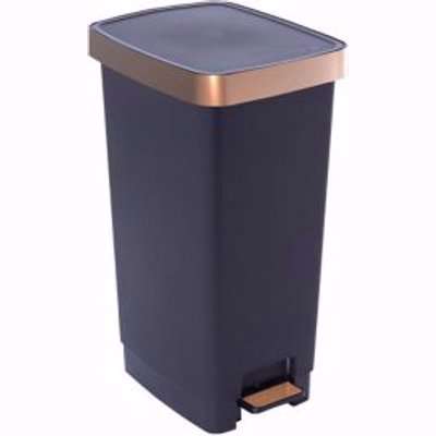 Sundis Pedal Copper Metallic Effect Plastic Rectangular Freestanding Kitchen Bin, 40L