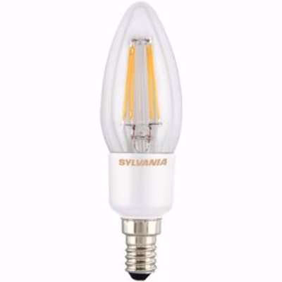 Sylvania E14 4W 450Lm Candle Led Dimmable Filament Light Bulb
