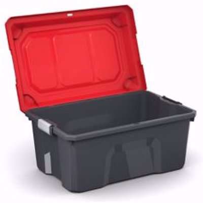 Trunk Medium Duty Red & Black Robust Trunk 40L Polypropylene Medium Stackable Storage Box, Pack Of 1 Red And Black