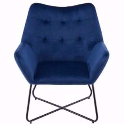 Turio Deep Blue Velvet Effect Chair (H)865mm (W)750mm (D)800mm