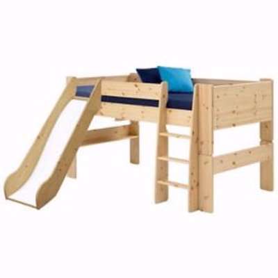Wizard Natural Pine Effect Mid Sleeper Bed With Fitted With Built-In Slide