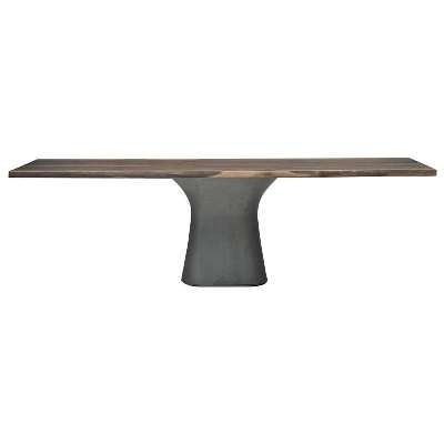 Bontempi Podium Dining Table, Concrete Frame PC002 with Walnut Solid Wood L006