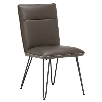 Faux Leather Leather Dining Chair - Anthracite/Grey - W49 x D62.5 x H91 cm - Barker &amp; Stonehouse