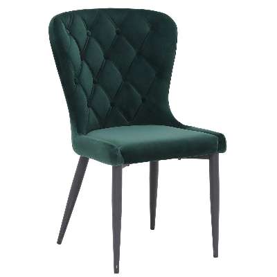 Burnaby Buttoned Dining Chair - Green - Velvet - W57 x D63 x H93cm - Barker &amp; Stonehouse