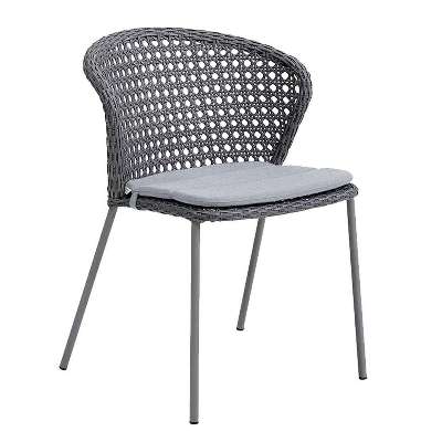 Cane-line Lean Outdoor Stackable Dining Chair French Weave with Grey Cushion