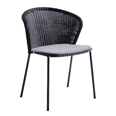 Cane-line Lean Outdoor Stackable Dining Chair, Black with Grey Cushion