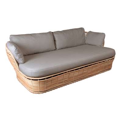 Cane-line Basket Garden Sofa in Natural with Taupe Fabric