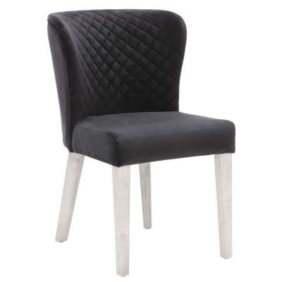 Caprice Velvet Pleated Dining Chair - Black - Velvet - W53 x D63 x H83cm - Barker &amp; Stonehouse